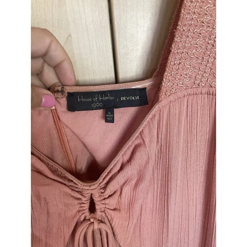 House of Harlow‎ 1960 x Revolve Midi Boho Dress Women’s Sz XL Party Casual Pink